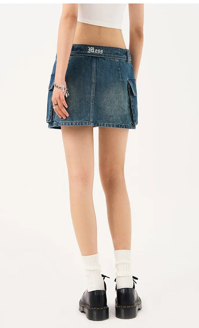 MessAgeLab-Women's Low Waist Denim Half Skirt