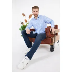 Micro-Check Light Blue Slim Fit Shirt