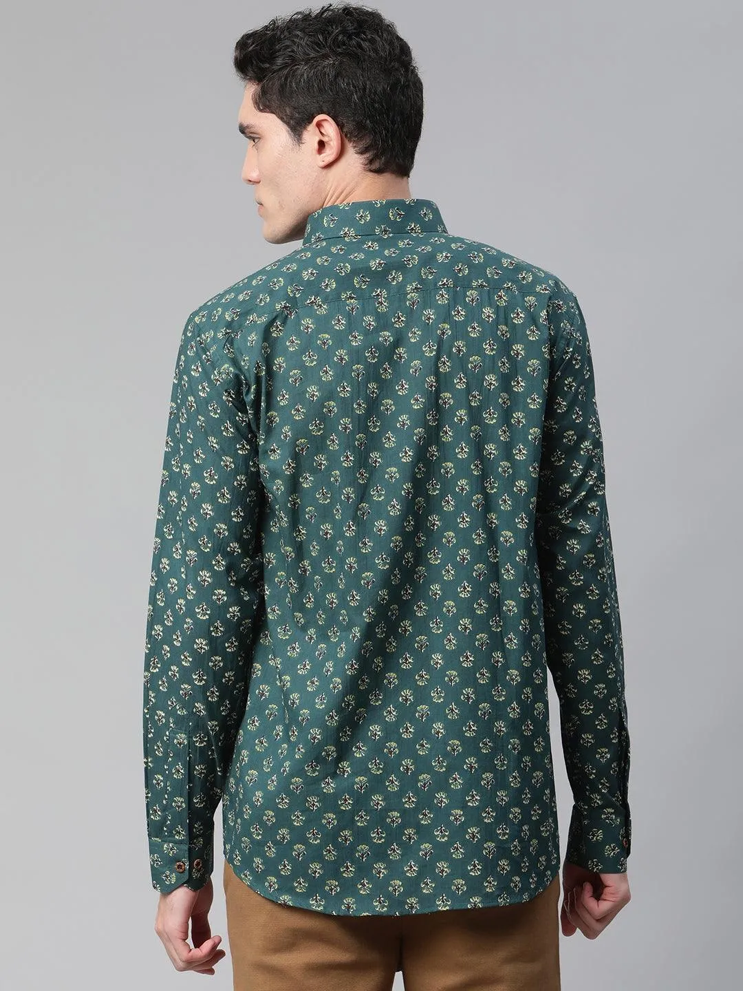 Millennial Men Teal Green & Green Cotton  Full Sleeve  Shirt For Men-Mmf0287