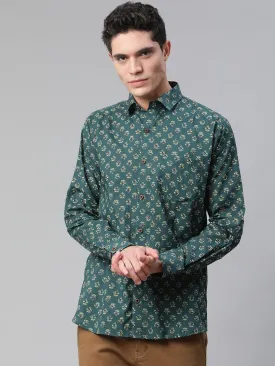 Millennial Men Teal Green & Green Cotton  Full Sleeve  Shirt For Men-Mmf0287