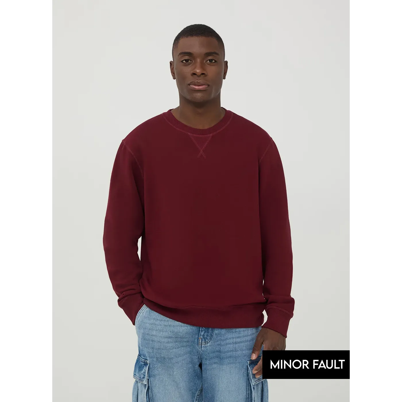 (Minor Fault) Burgundy Basic Regular Fit Sweatshirt