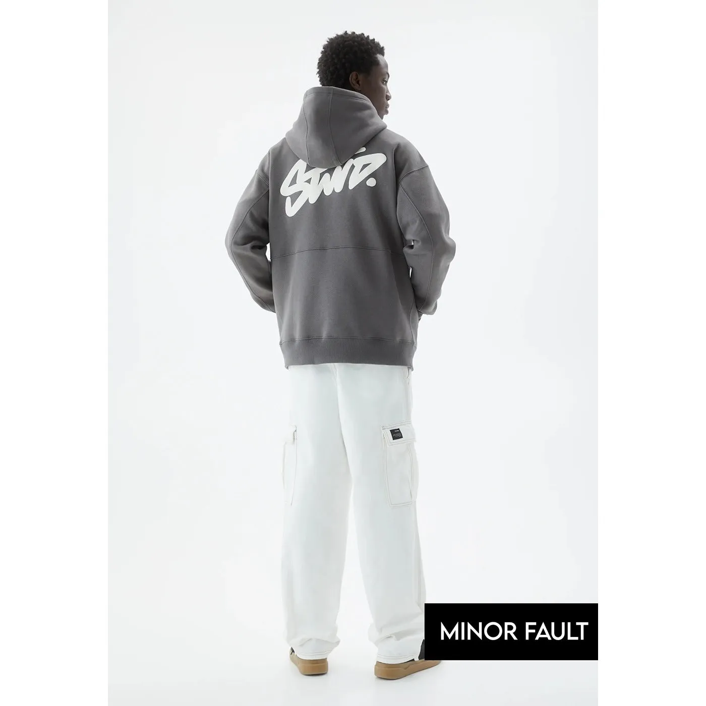 (Minor Fault) Grey Logo Hooded Sweatshirt