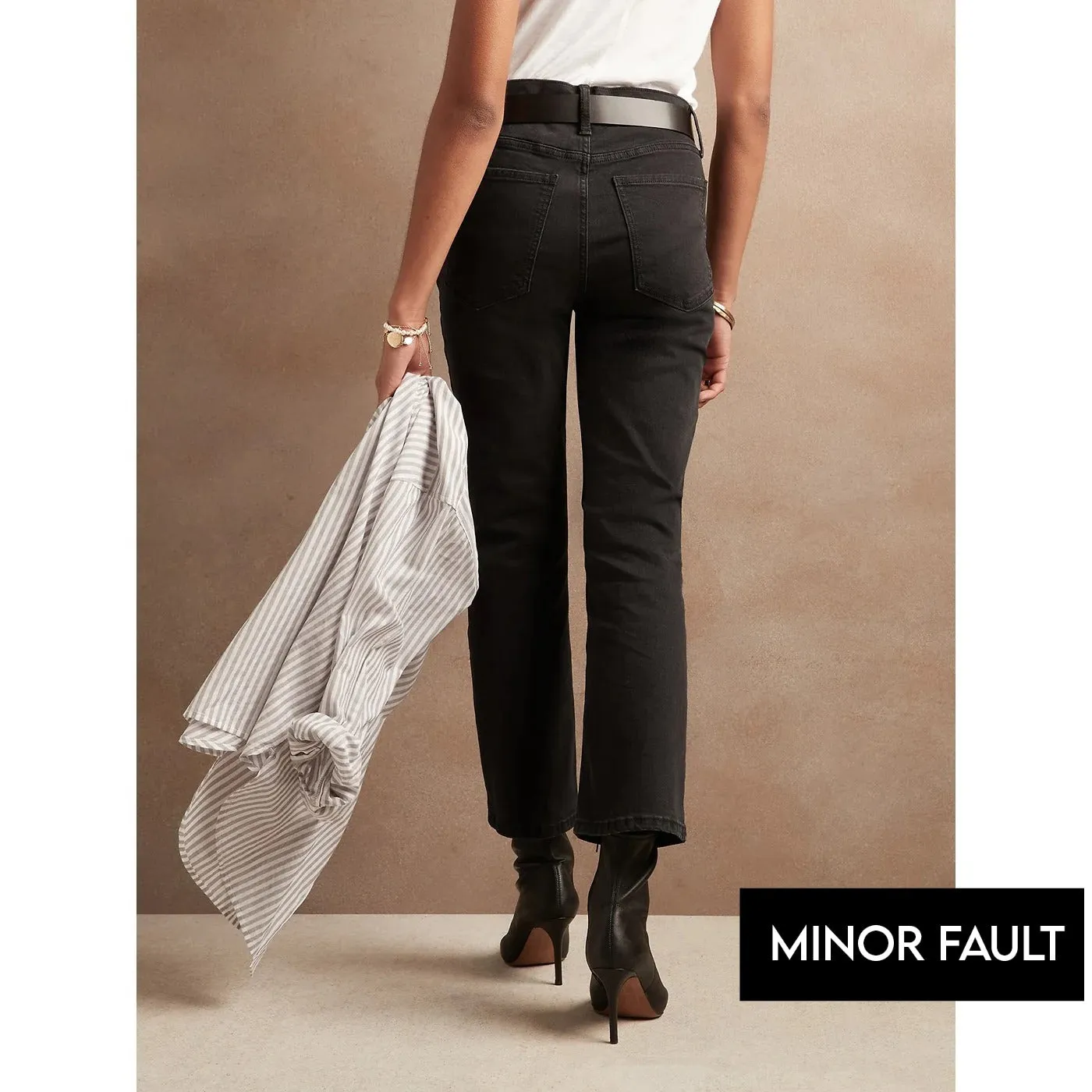 (Minor Fault) High Rise Boot Cut Black Jeans