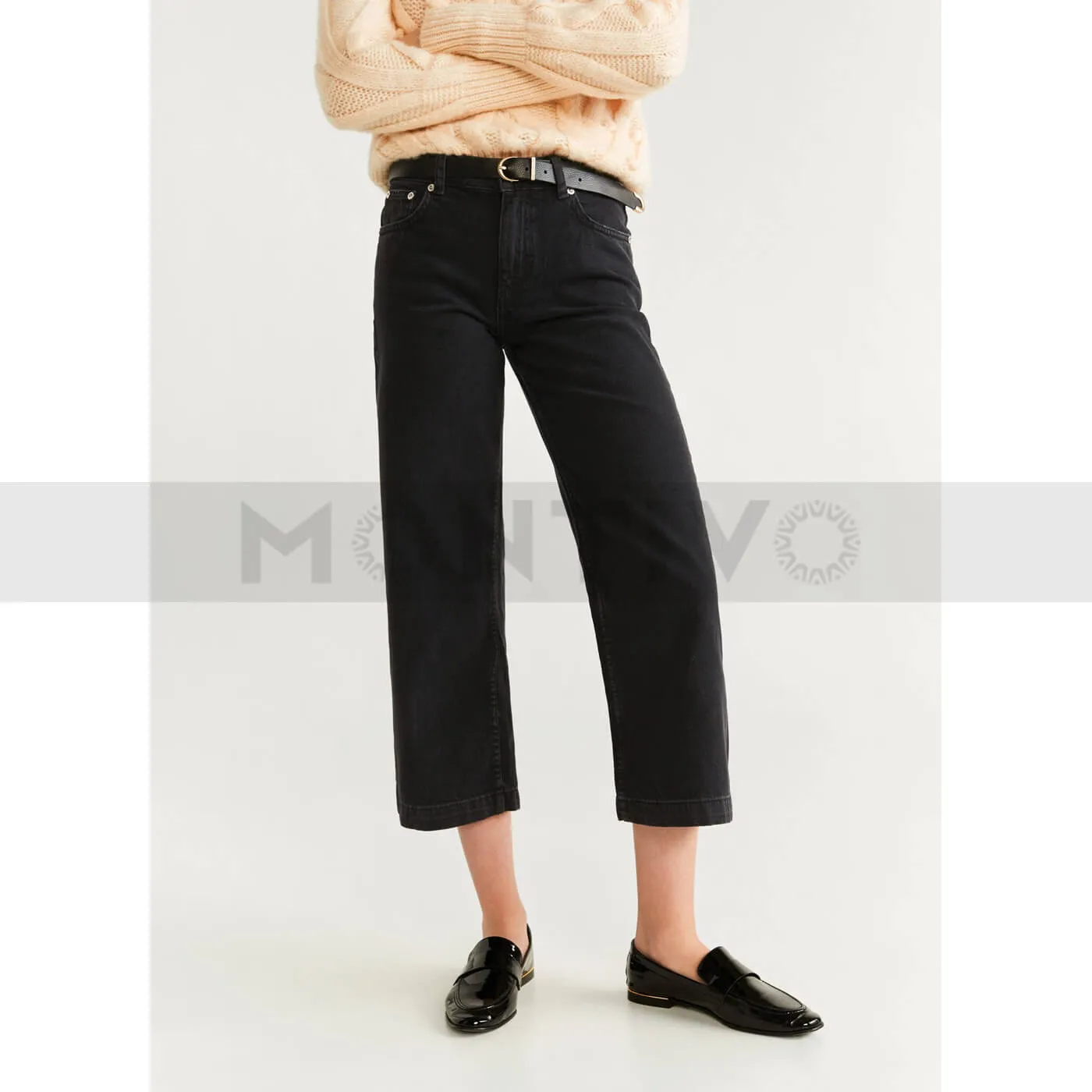 MNG Black Culotte relaxed jeans