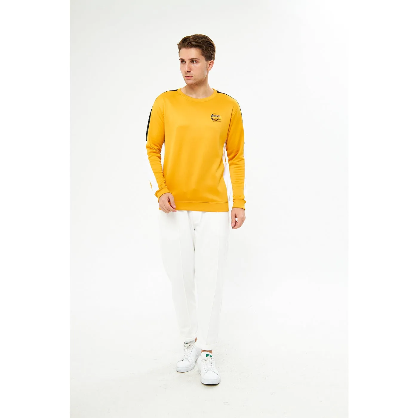 Mustard Stripe Crew Neck Sweatshirt