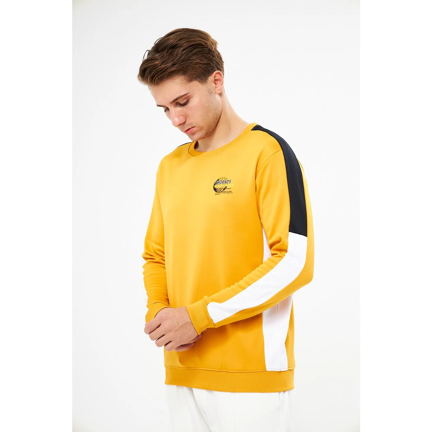 Mustard Stripe Crew Neck Sweatshirt