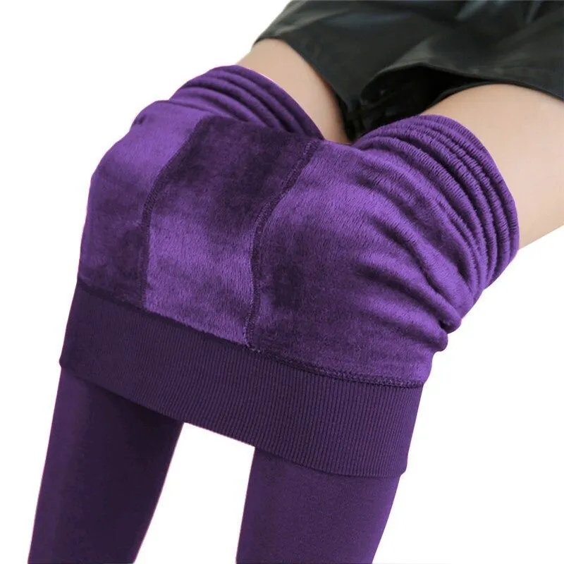 OCW Women Velvet Legging Thermal High Elasticity Winter High Waist Pants