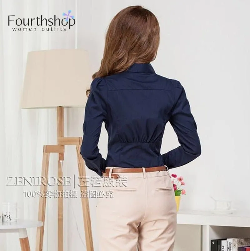 Office Lady Body Shirts - Elegant Fashion, Solid Pattern, Comfortable Fit