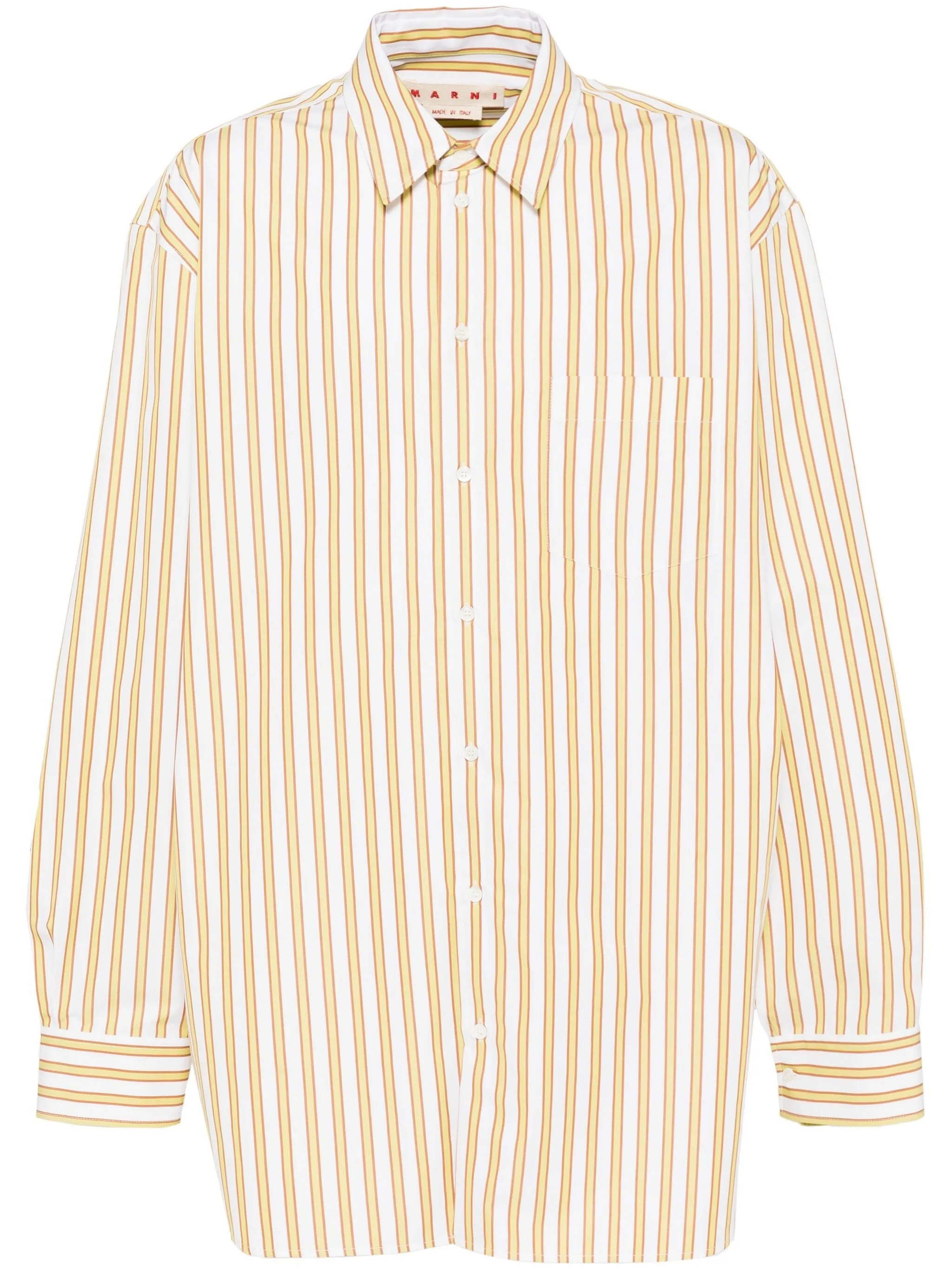 PINSTRIPED-PATTERN COMPACT POPLON L/S SHIRT