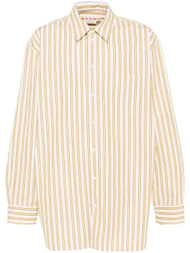 PINSTRIPED-PATTERN COMPACT POPLON L/S SHIRT