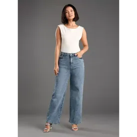 Plain Wide Leg High Jeans