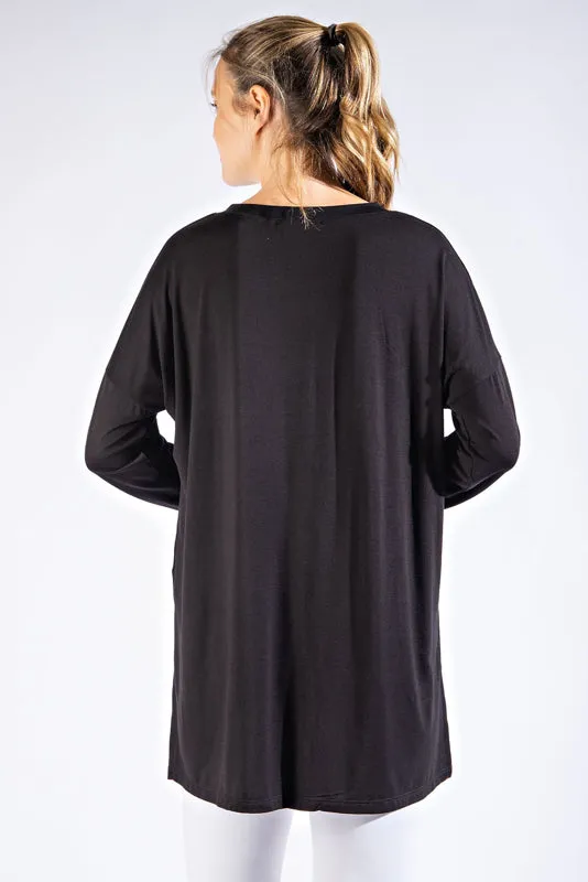 Rae Mode Basic Long Sleeve Top with Pocket (Coal Black, Olive, Smokey Gray,Latte)