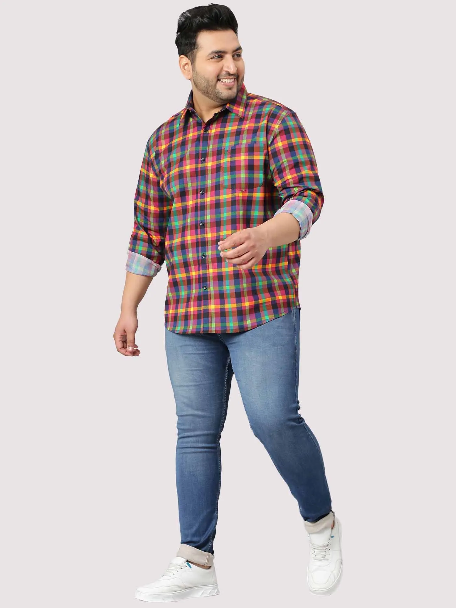 Red & Blue Checks Men's Plus Size