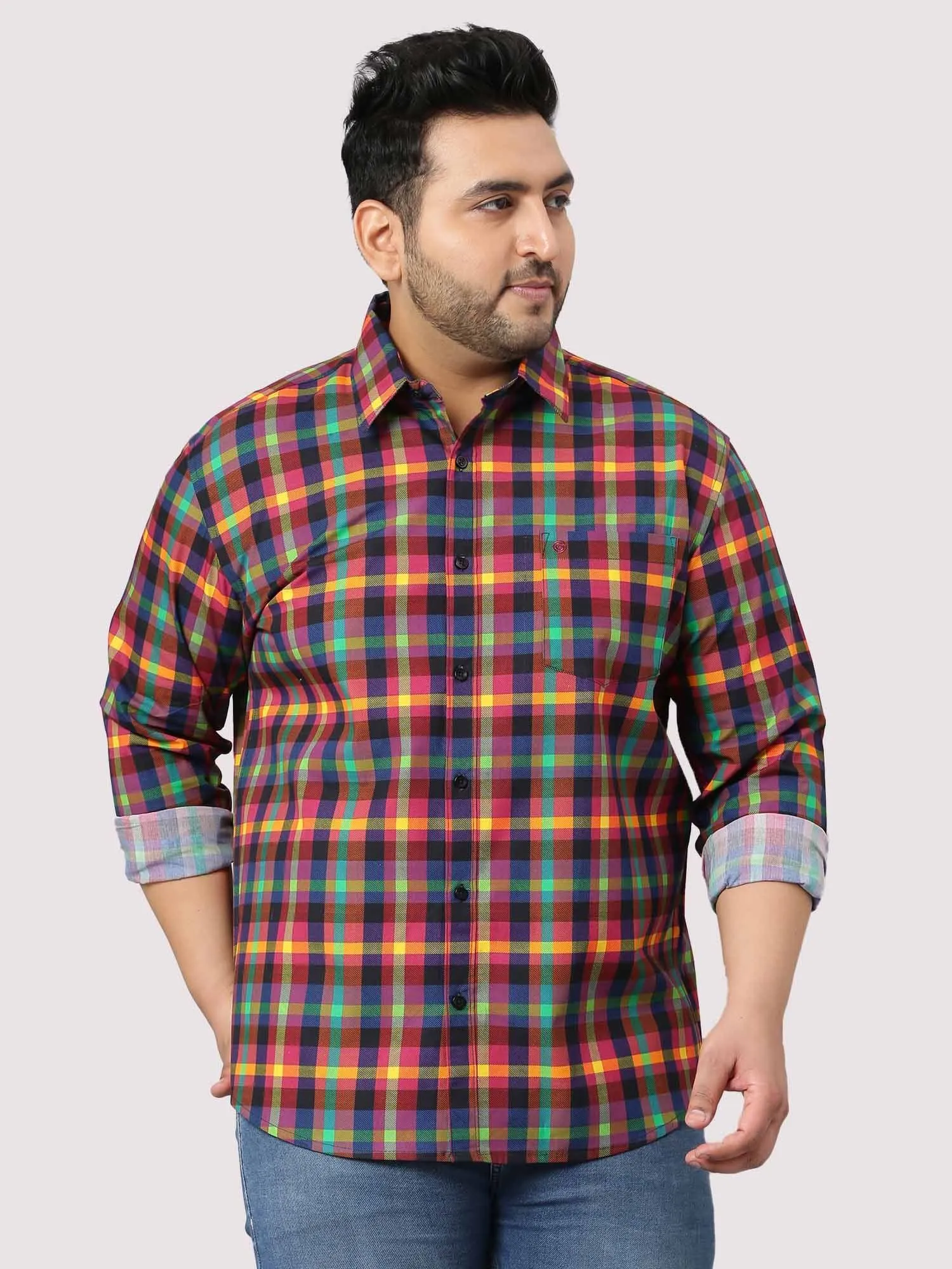 Red & Blue Checks Men's Plus Size