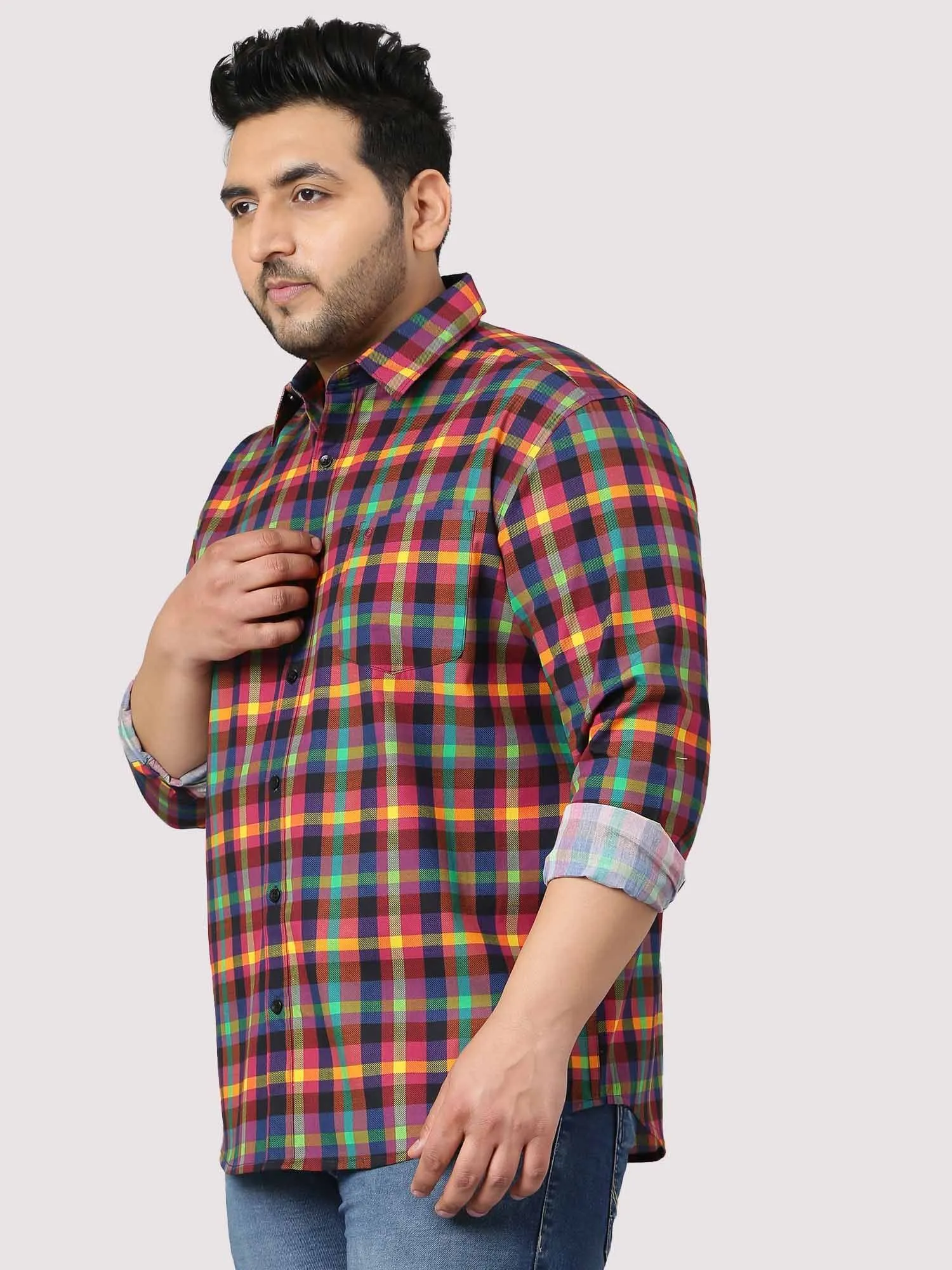 Red & Blue Checks Men's Plus Size