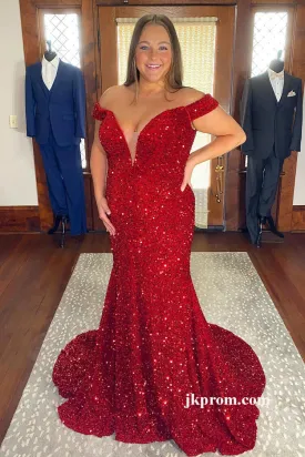 Red Glitter Prom Dress Long,Plus Size Royal Blue Formal Dresses