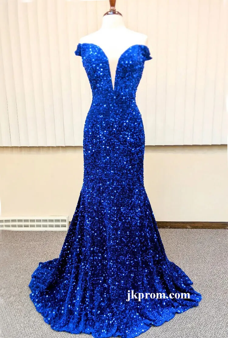 Red Glitter Prom Dress Long,Plus Size Royal Blue Formal Dresses