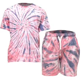 Red Swirl Tie Dye T-shirt and Short Set