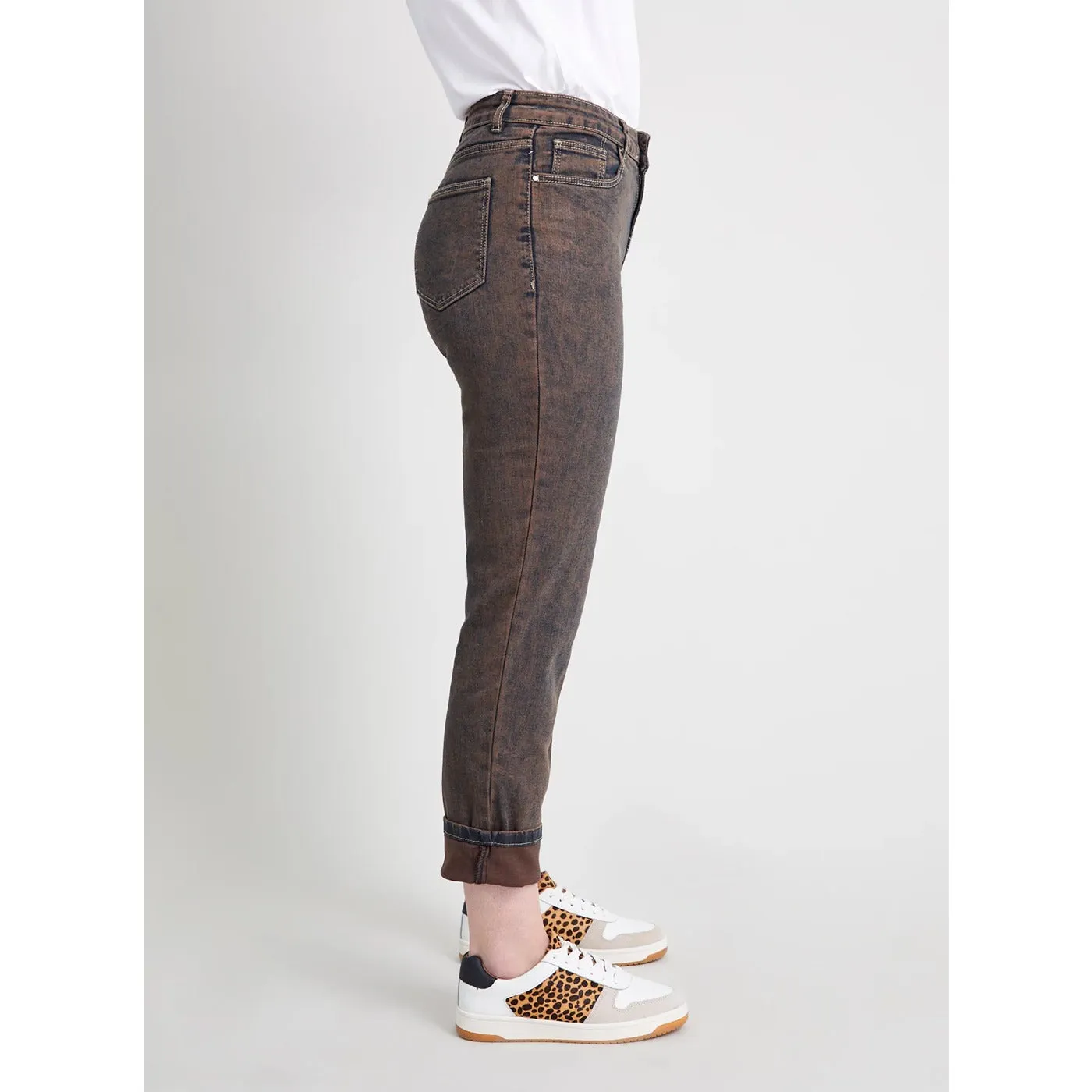 Rustic Brown Girlfriend Jeans