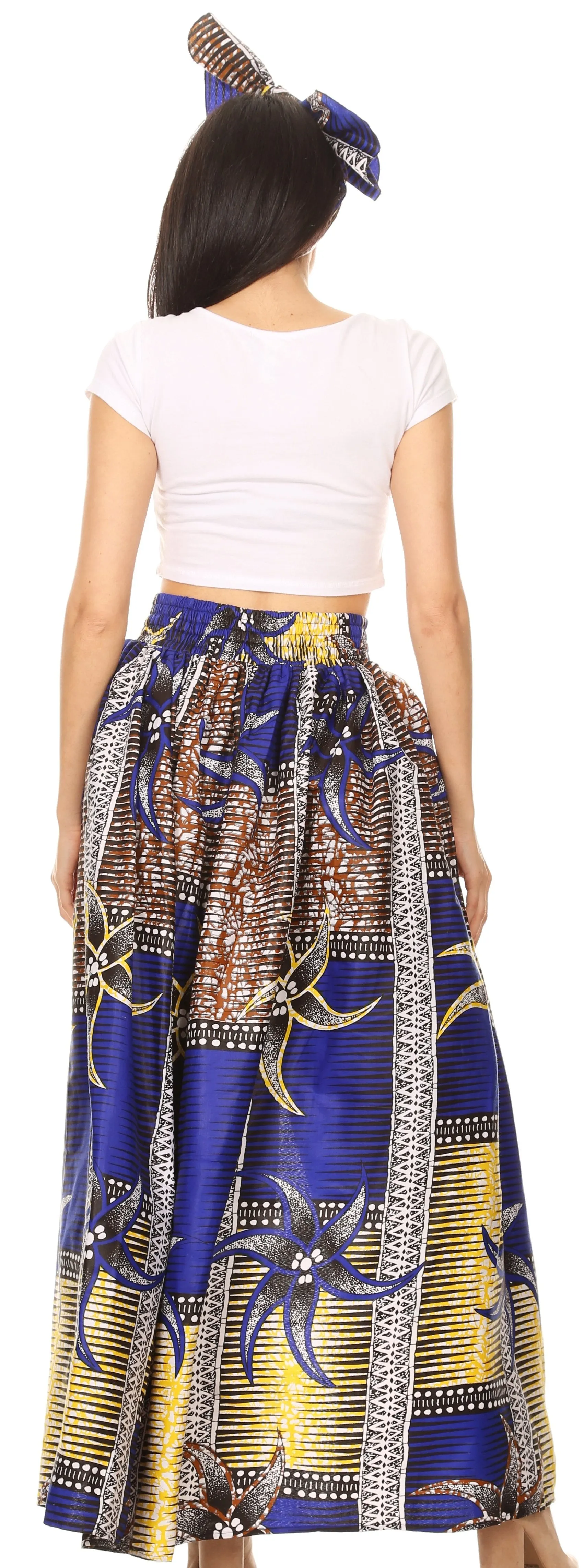 Sakkas Lanna Women's African Ankara Print Ankle Pants w/Pockets & Overlay Pull-up