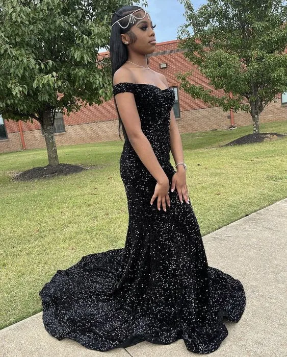 Sparkly Sequins Mermaid Prom Dress,Black Formal Gown