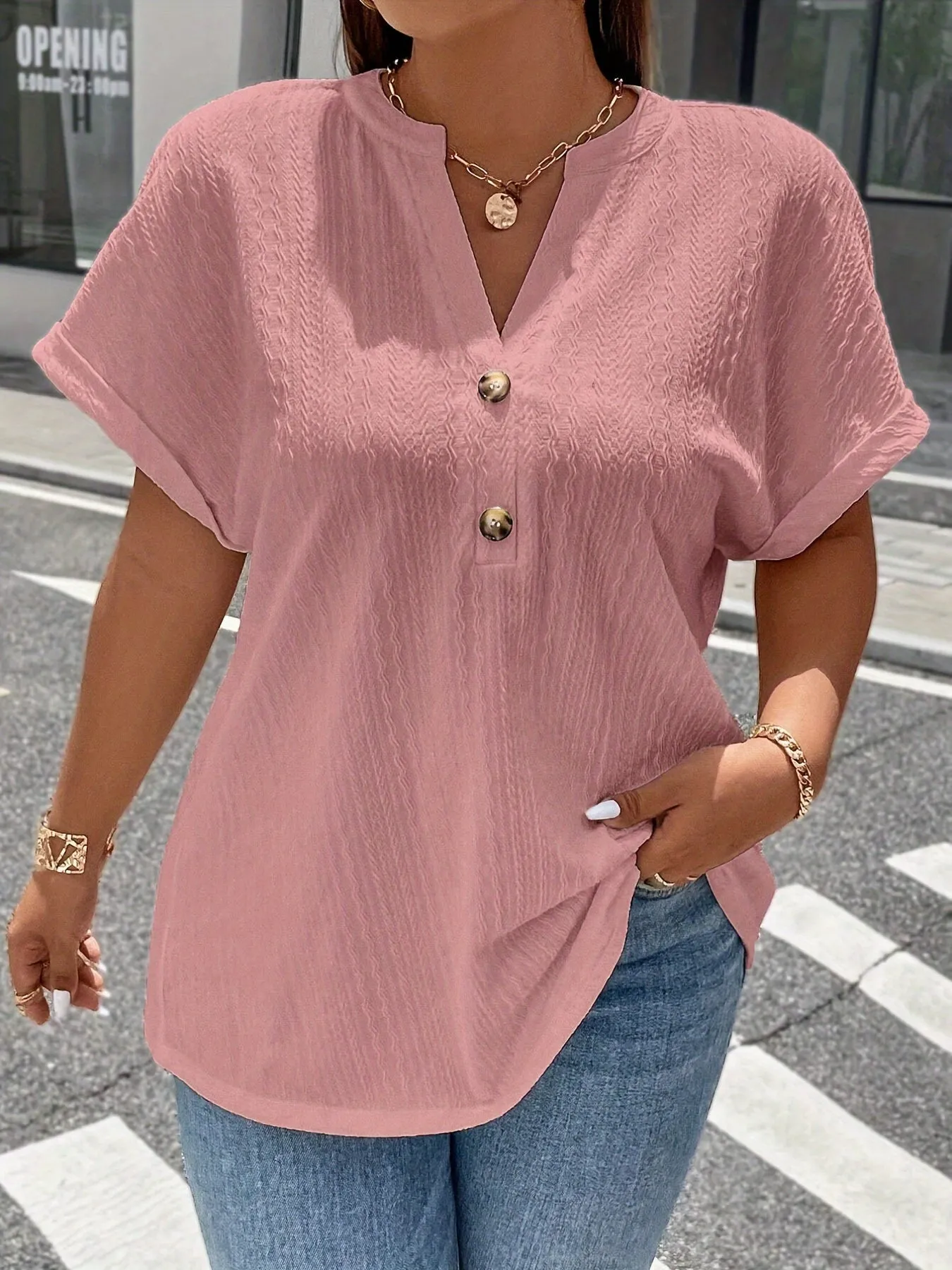 Spring  Summer Plus Size VNeck Blouse for Women