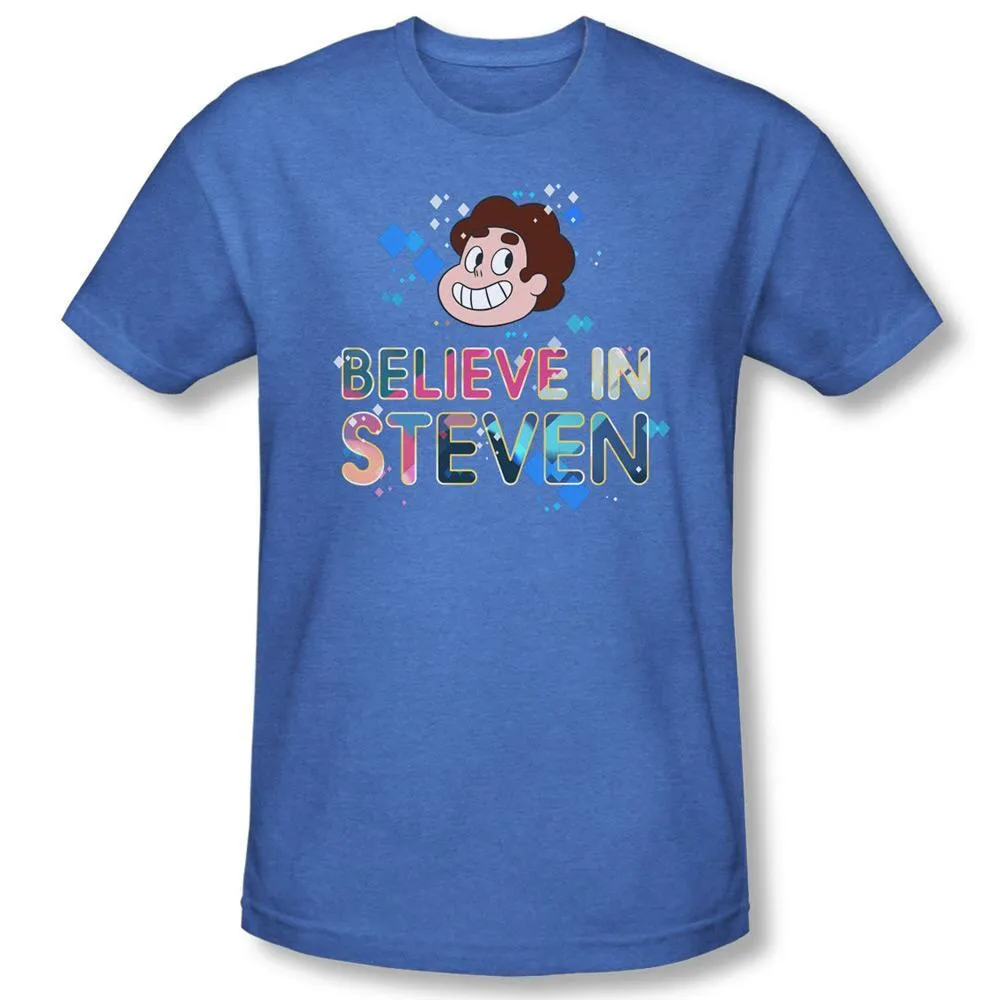 Steven Universe Believe Adult Heather Royal T-shirt