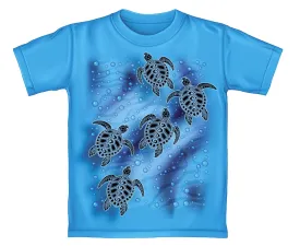 Tribal Sea Turtles Adult Turquoise Tee Shirt (Adult Medium