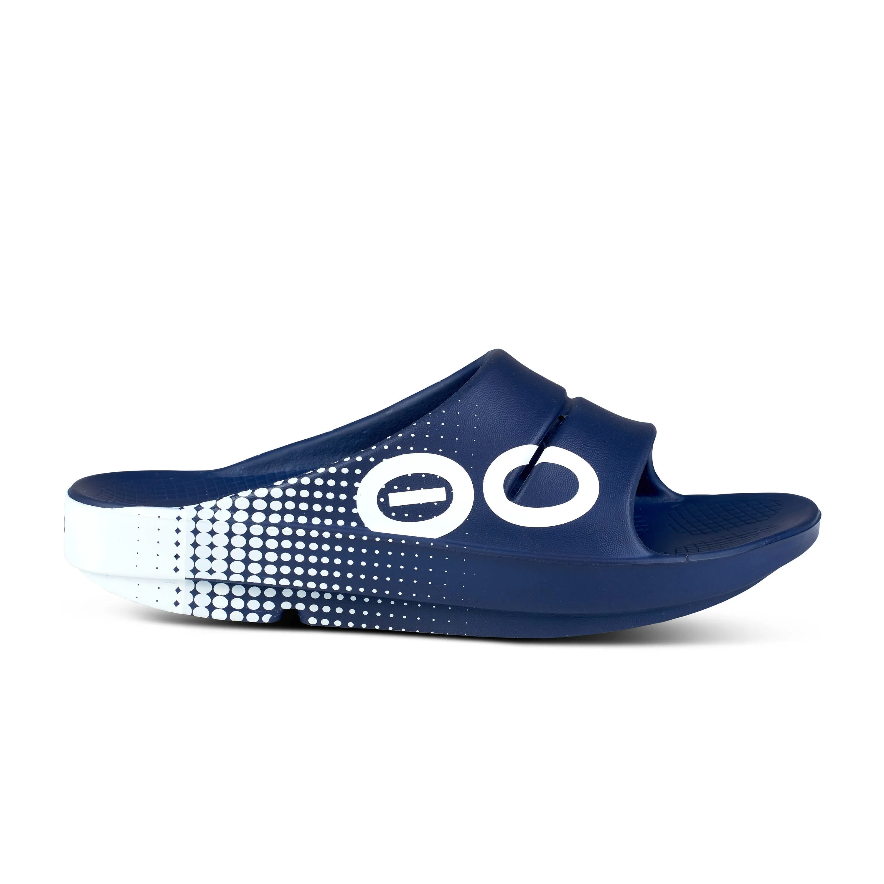 Unisex Oofos OOahh Sport Slide Sandal Color: Matrix Navy