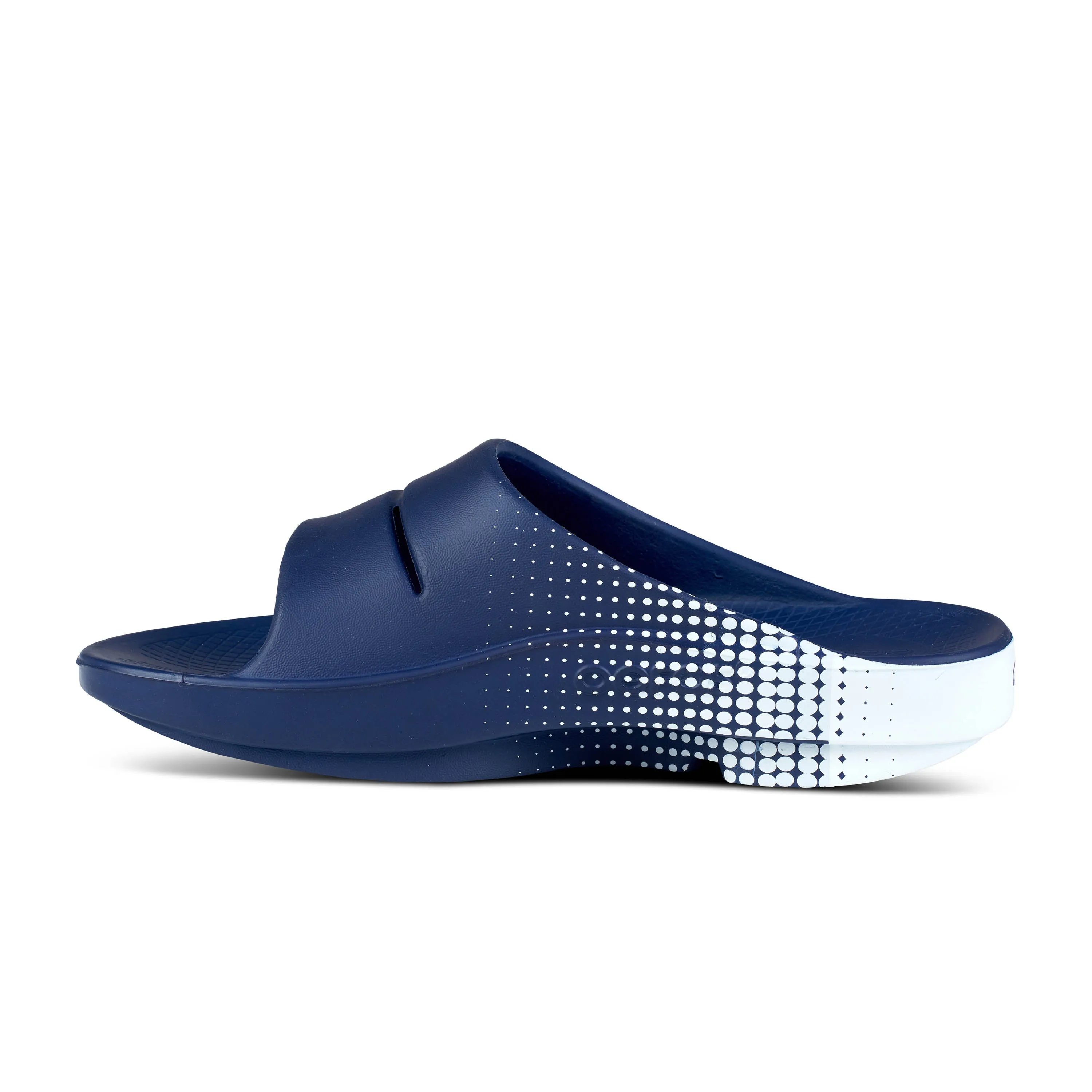 Unisex Oofos OOahh Sport Slide Sandal Color: Matrix Navy