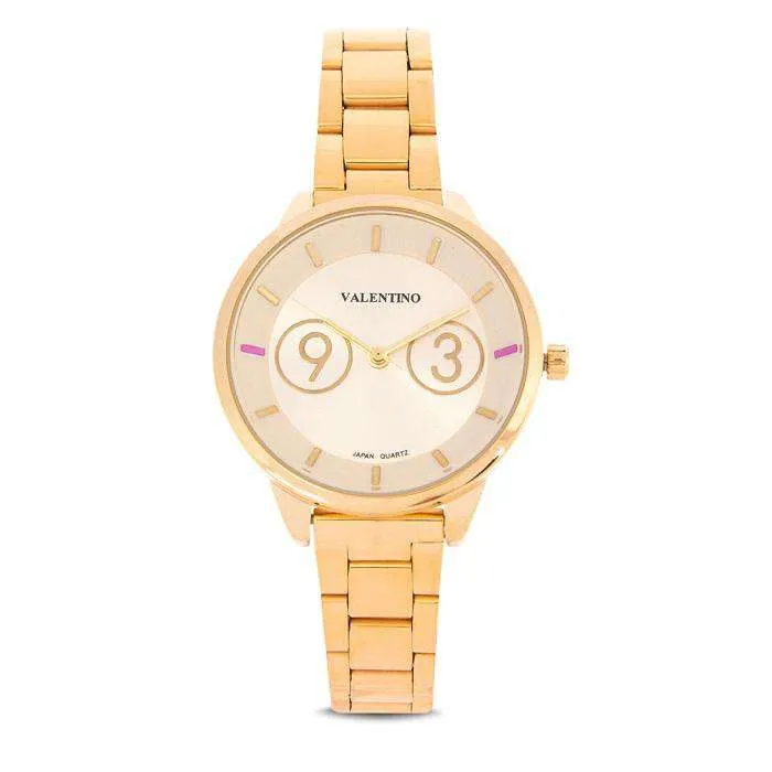 Valentino 20122172-GOLD DIAL Gold Stainless Steel Band Watch for Women