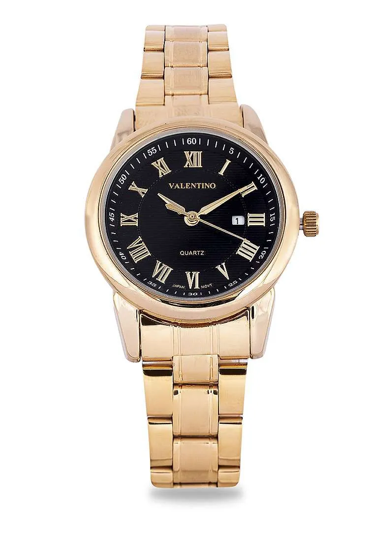 Valentino 20122298-BLACK DIAL Gold Strap Watch for Men