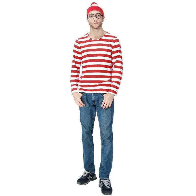 Where's Wally Wally Anime Cosplay Family Matching Costume