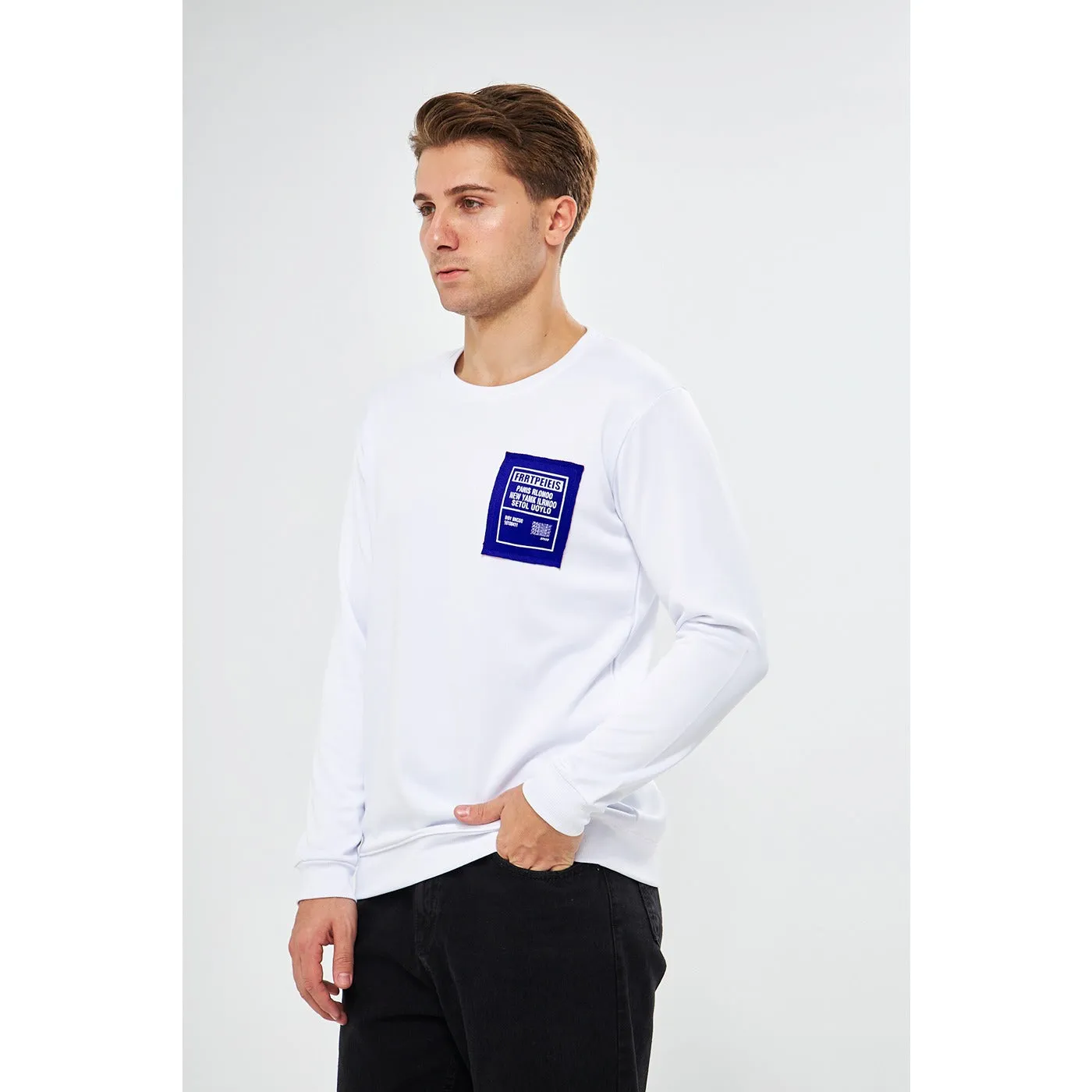 White Raw Patch Sweatshirt